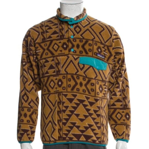 Vintage Patagonia Unisex Synchilla Snap-T Bohemian Print Mock Neck Sweatshirt XS - Picture 5 of 5